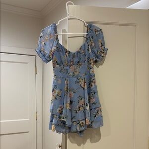 Inspired Hearts Blue Floral Romper